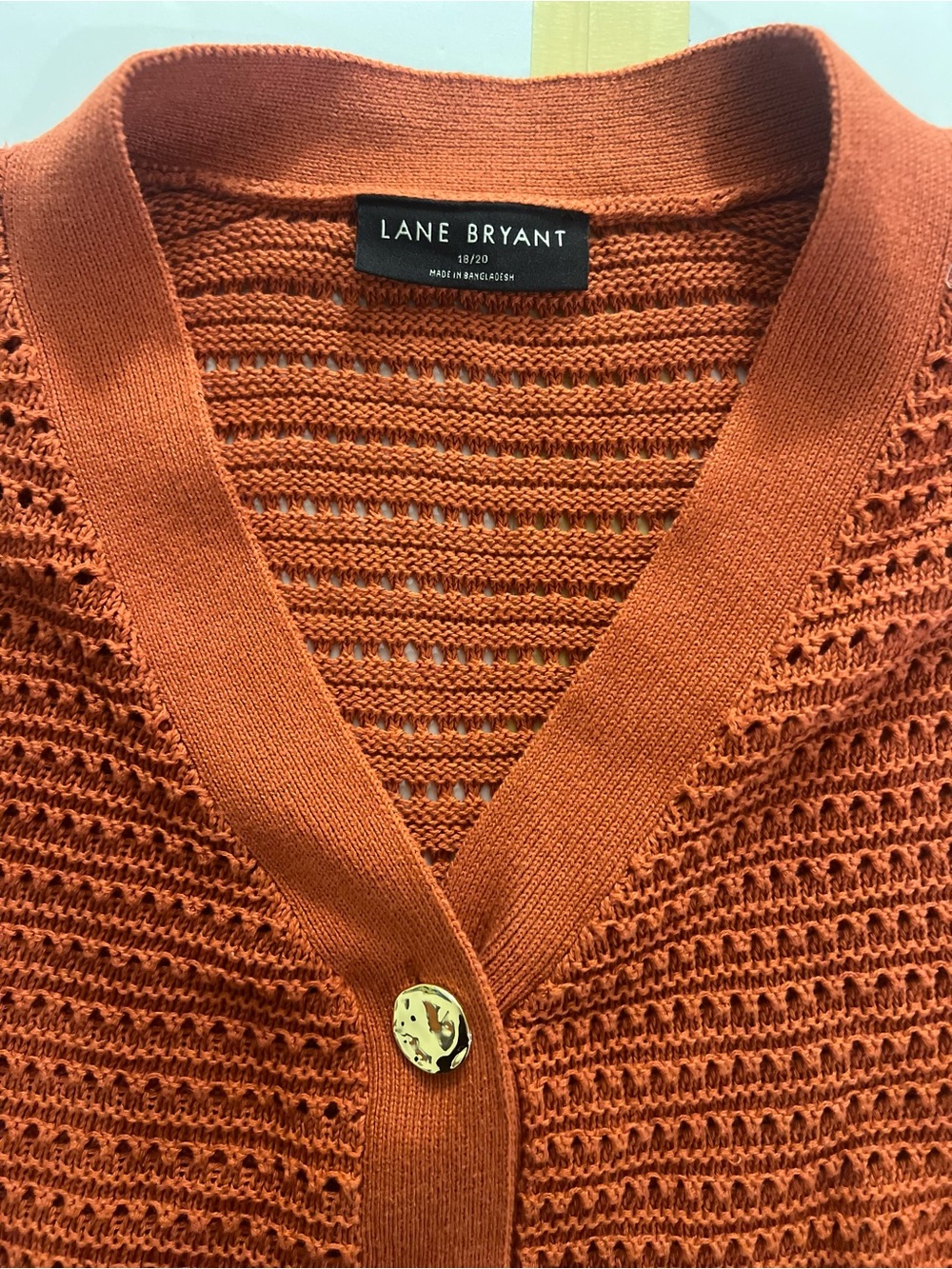 Lane Bryant Burnt Orange Open-Knit V-Neck Cardigan